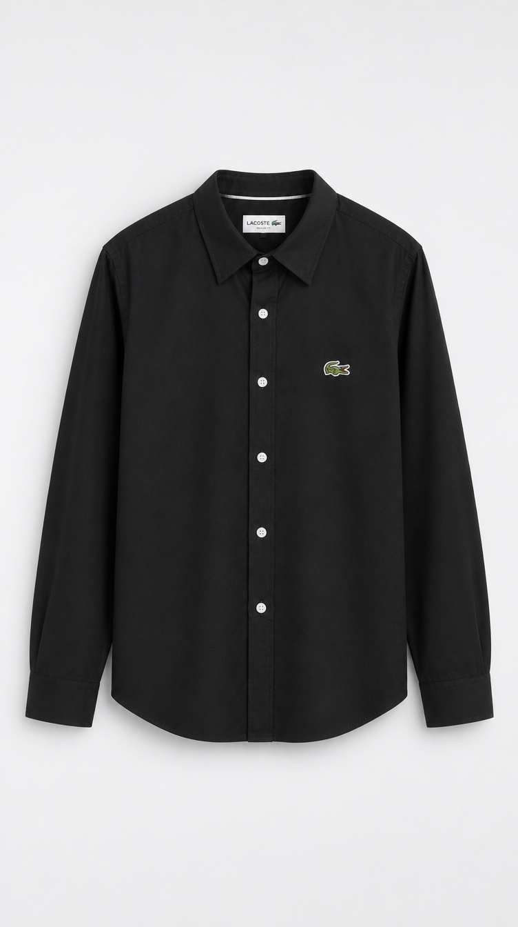 Camisa Algodón Oxford Lacoste Negro