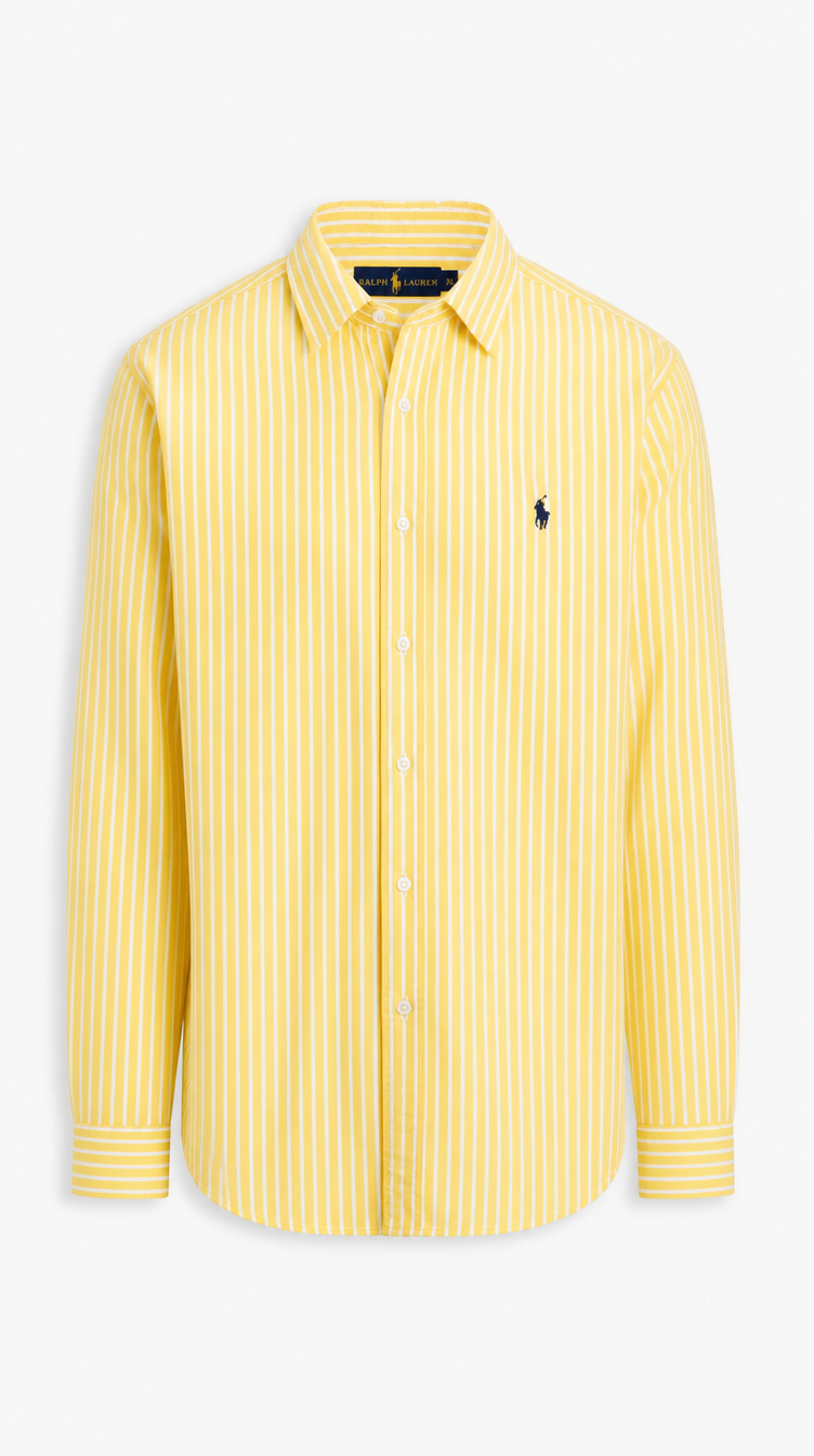 Camisa Algodón Oxford Ralph Lauren Amarilla Rayas Blancas