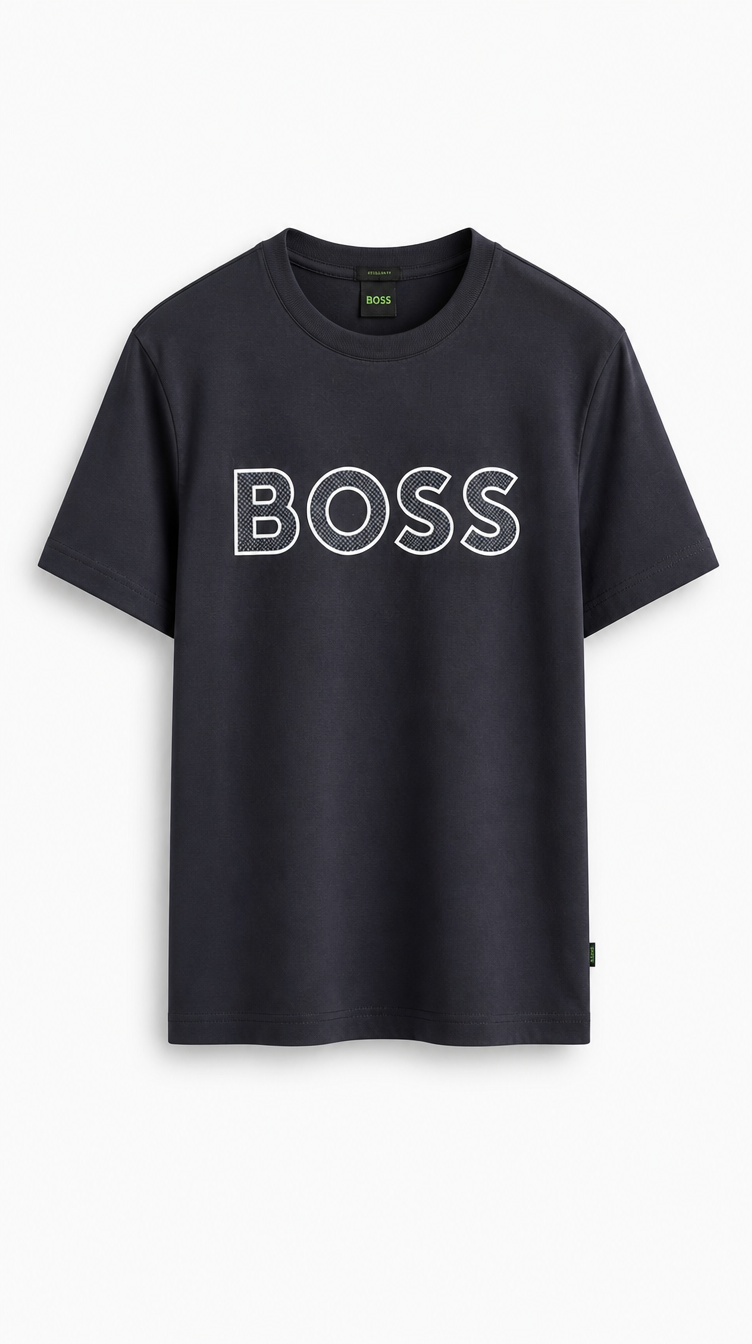 Camiseta BOSS Pecho Con Cuadro en el Logo Negro