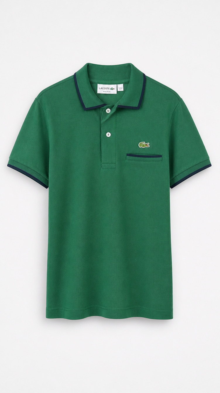 Polo Algodón Pima Lacoste Diseño Verde Oscuro