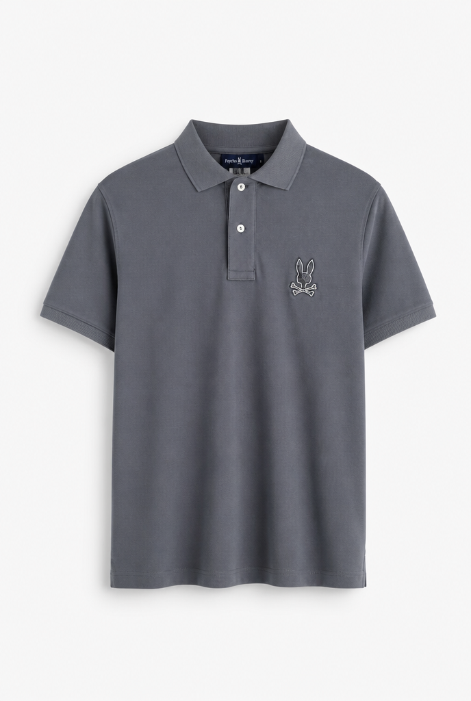 Polo Psycho Bunny Logo Grande Gris