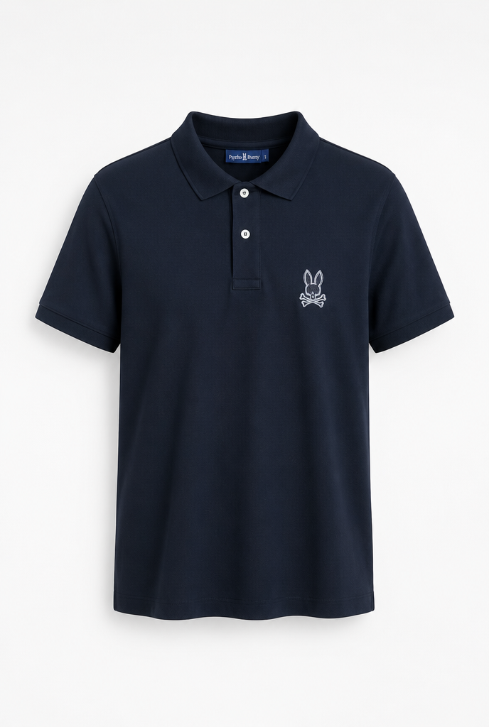 Polo Psycho Bunny Logo Grande Negro