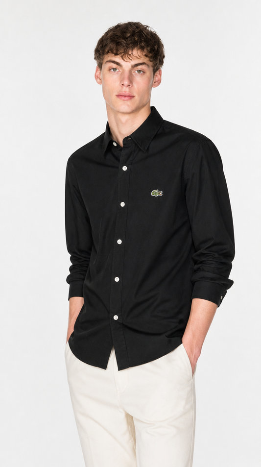 Camisa Algodón Oxford Lacoste Negro