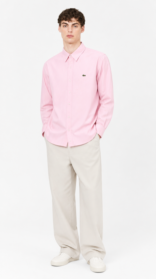 Camisa Algodón Oxford Lacoste Rosado
