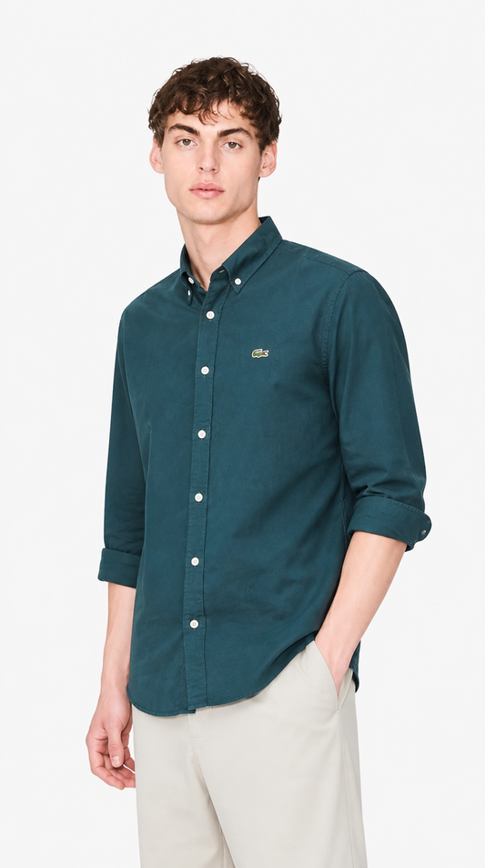 Camisa Algodón Oxford Lacoste Verde