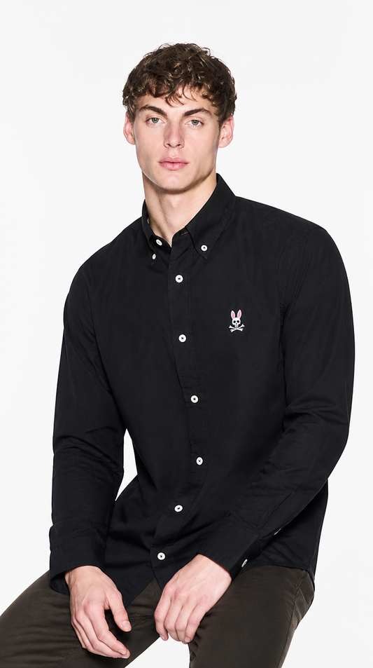 Camisa Algodón Oxford Psycho Bunny Negro