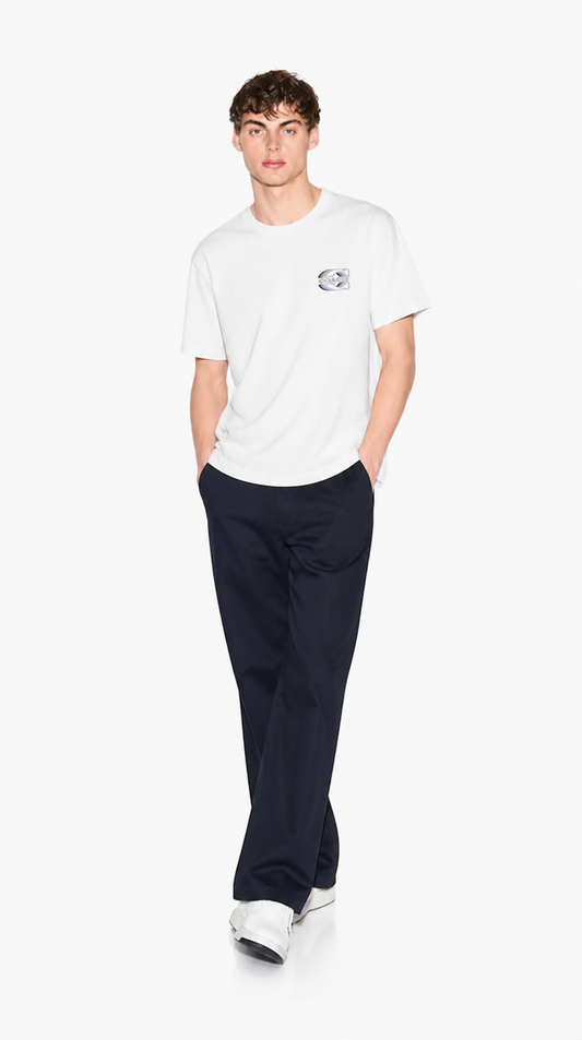 Camiseta Algodón Pima Coach Logo Pequeño Blanco