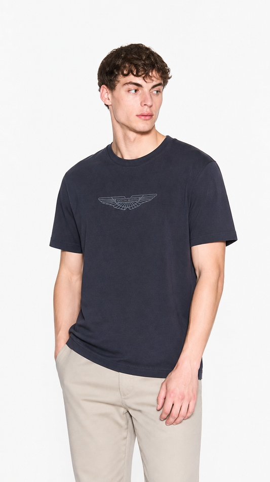 Camiseta Algodón Pima Diseño Boss Aston Azul Oscuro