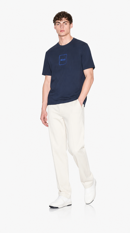 Camiseta Algodón Pima Diseño Boss Azul Oscuro