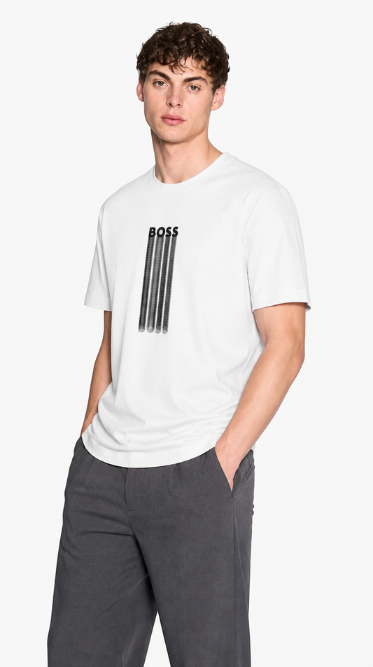 Camiseta Algodón Pima Diseño Boss Blanco