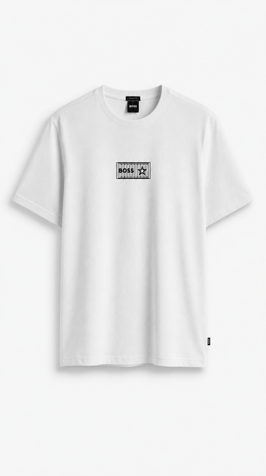 Camiseta Algodón Pima Diseño Boss Blanco