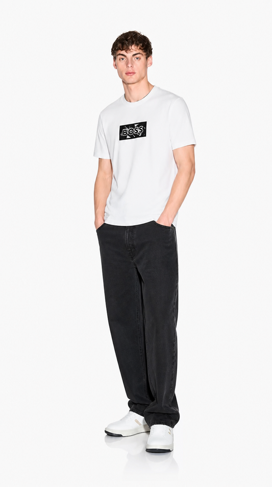 Camiseta Algodón Pima Diseño Boss Blanco