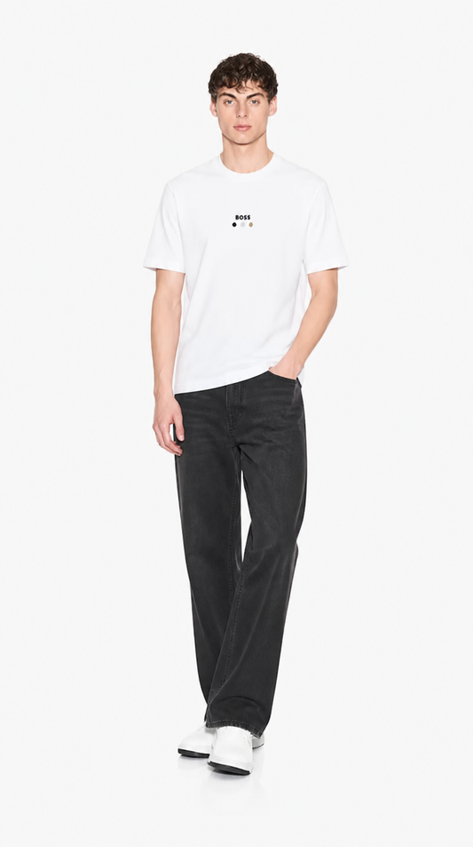 Camiseta Algodón Pima Diseño Boss Blanco