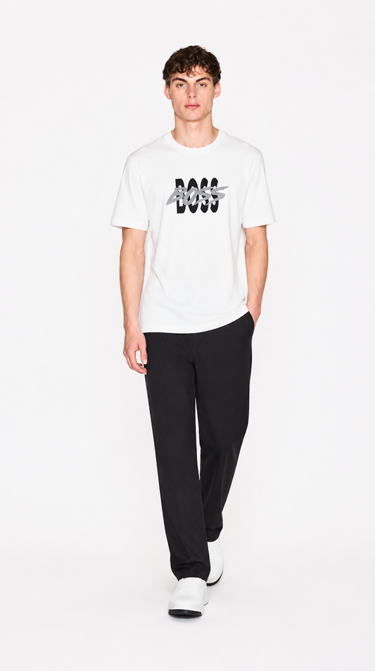 Camiseta Algodón Pima Diseño Boss Blanco
