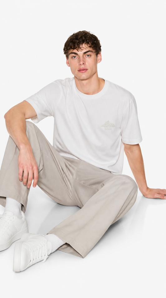 Camiseta Algodón Pima Diseño Boss Blanco Logo