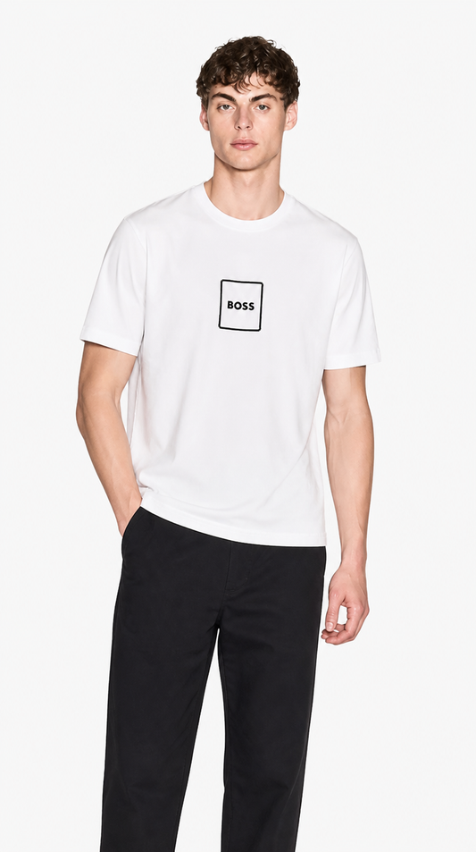 Camiseta Algodón Pima Diseño Boss Logo Blanco