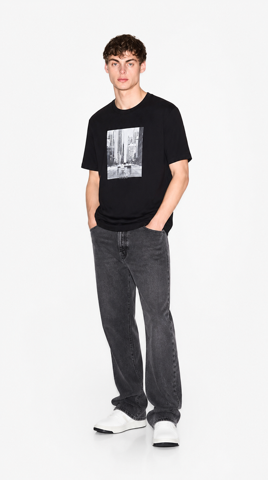 Camiseta Algodón Pima Diseño Boss Negro