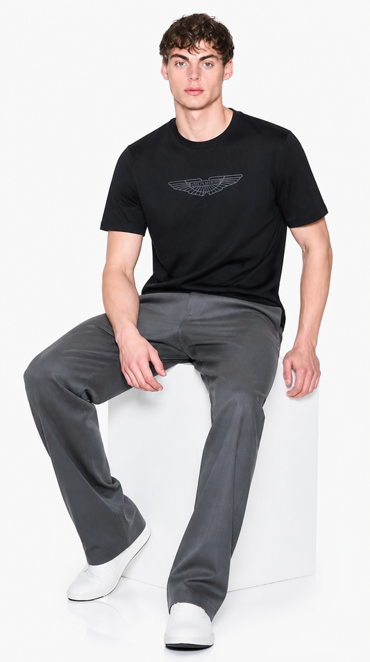 Camiseta Algodón Pima Diseño Boss Negro Aston