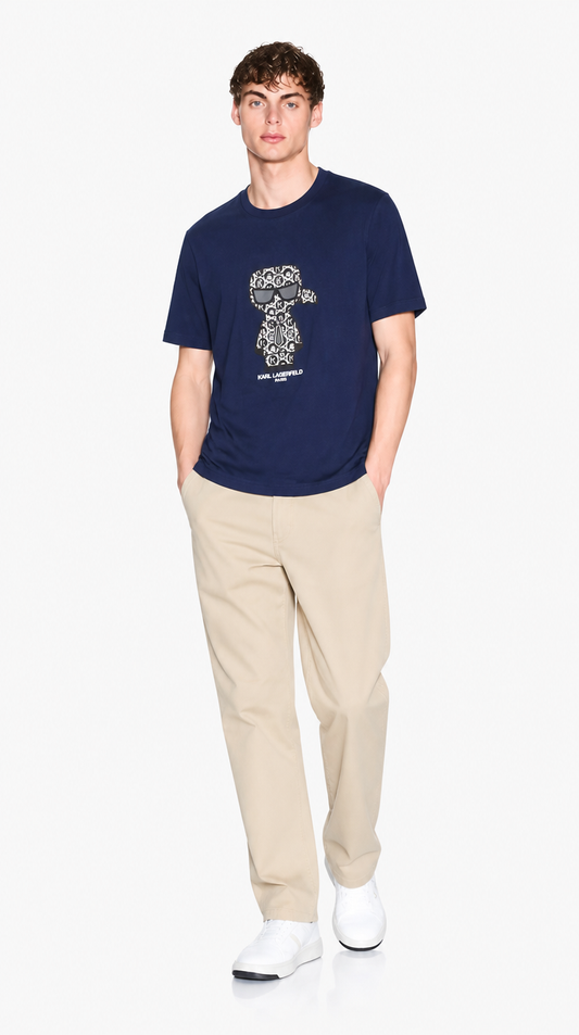 Camiseta Algodón Pima Diseño Karl Lagerfeld Azul Oscuro