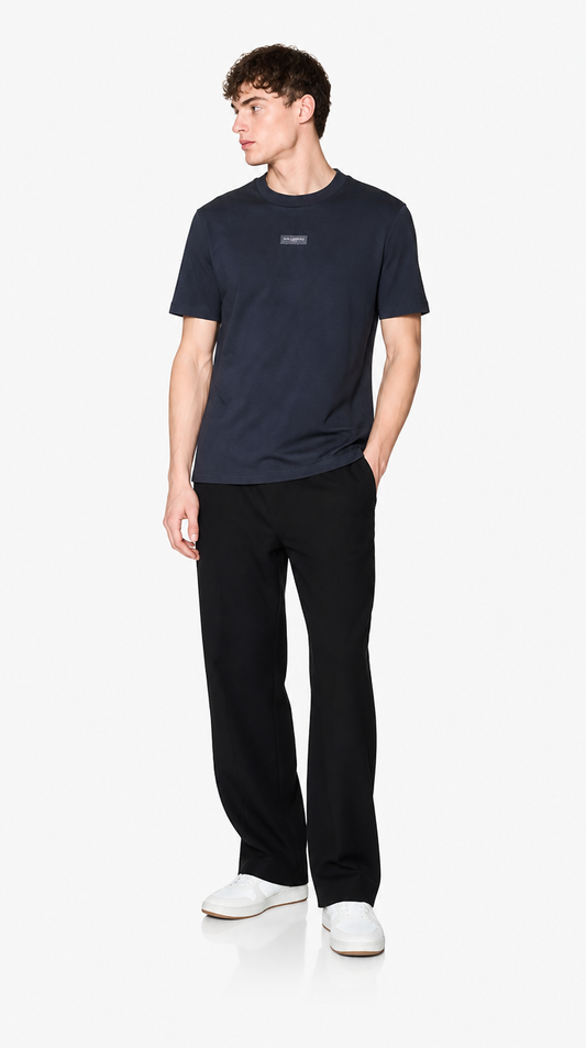 Camiseta Algodón Pima Diseño Karl Lagerfeld Azul Oscuro Logo