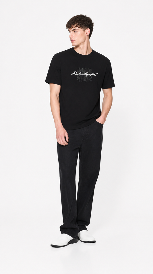 Camiseta Algodón Pima Diseño Karl Lagerfeld Negra