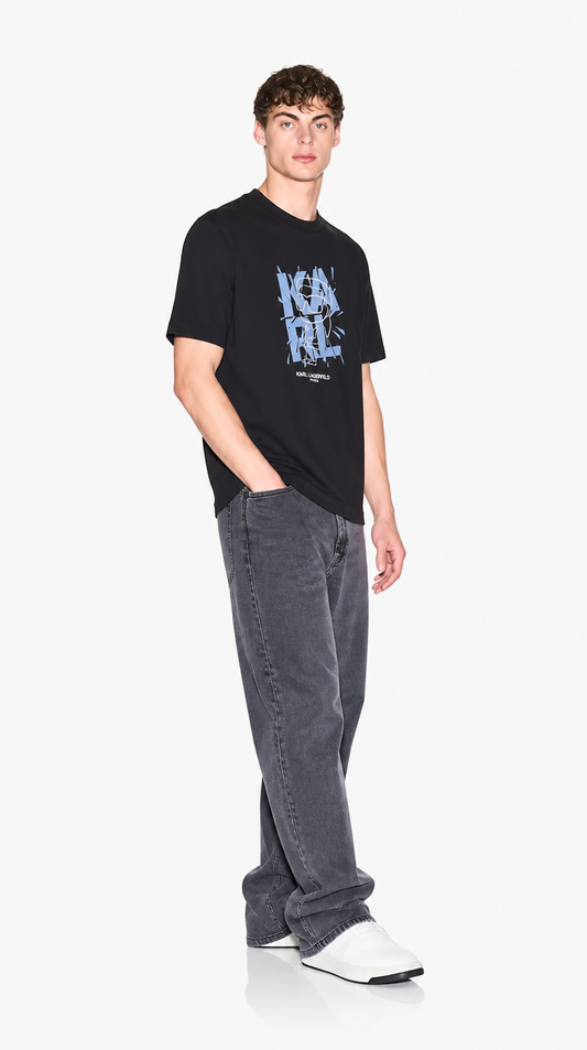 Camiseta Algodón Pima Diseño Karl Lagerfeld Negro