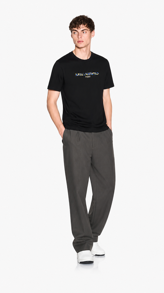 Camiseta Algodón Pima Diseño Karl Lagerfeld Negro
