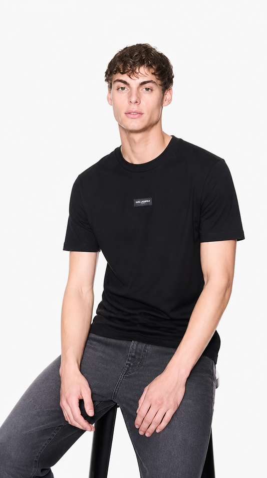 Camiseta Algodón Pima Diseño Karl Lagerfeld Negro Logo