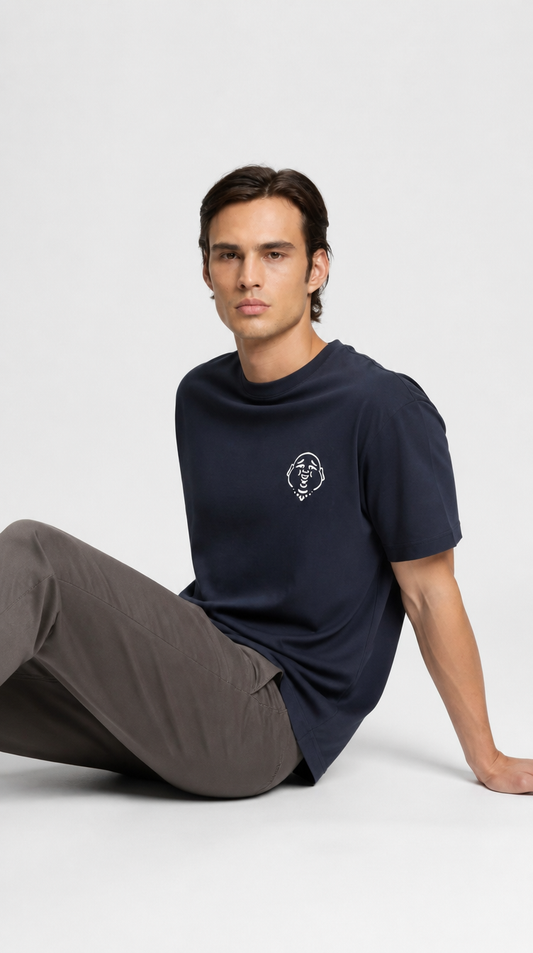 Camiseta Algodón Pima True Religion Azul Oscuro