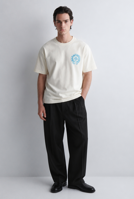Camiseta Chrome Hearts Logo Azul Blanco