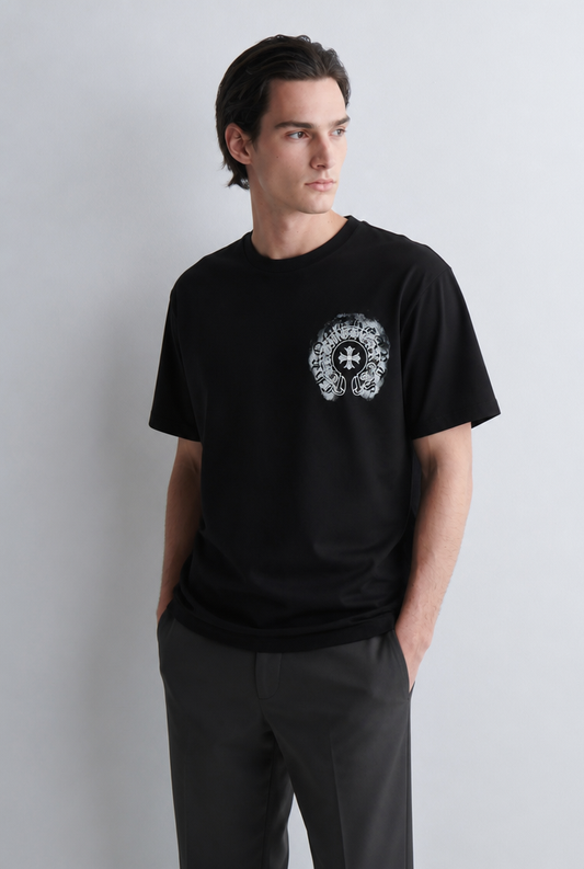 Camiseta Chrome Hearts Logo Blanco Negro
