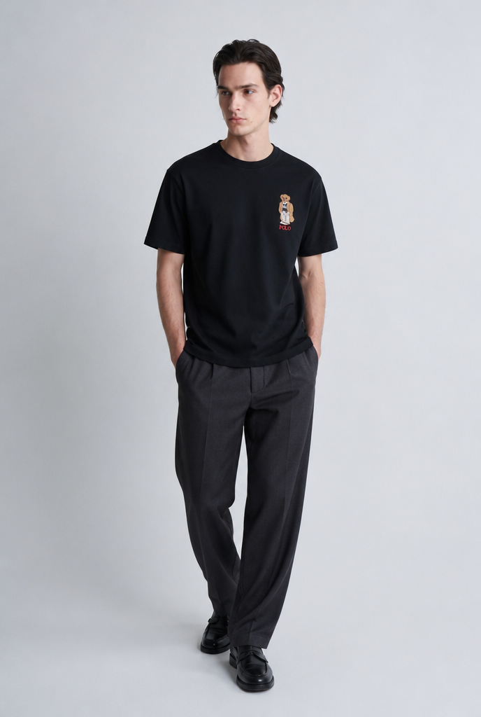 Camiseta Ralph Lauren Polo Bear Bordado Negro
