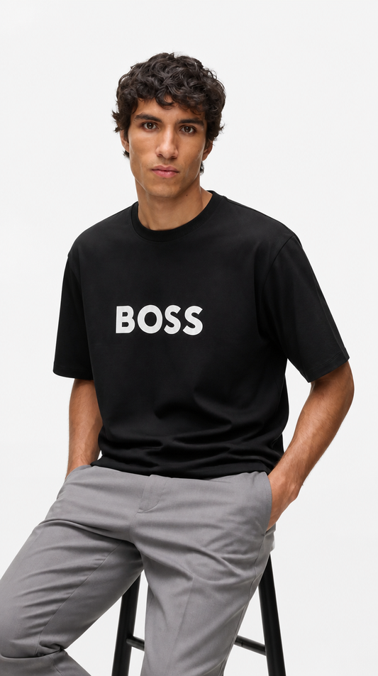 Camiseta BOSS Cuello Tipo Original Negro