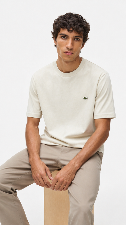 Camiseta Clásica Lacoste Algodón Beige