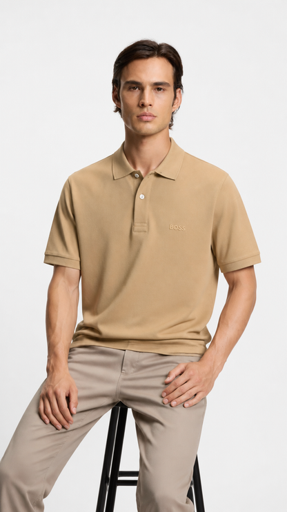 Polo Algodón Pima Boss Clásica Beige