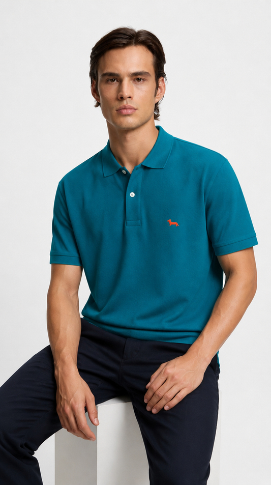 Polo Algodón Pima H&B Azul Aguamarino