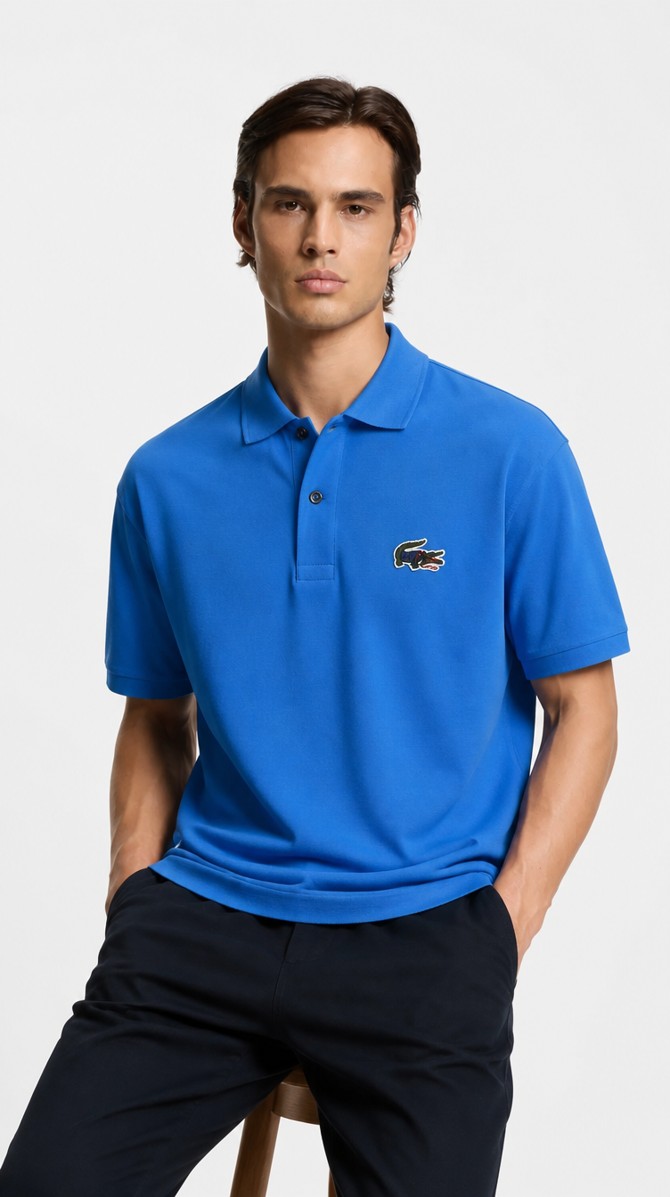 Polo Algodón Pima Lacoste Diseño Azul