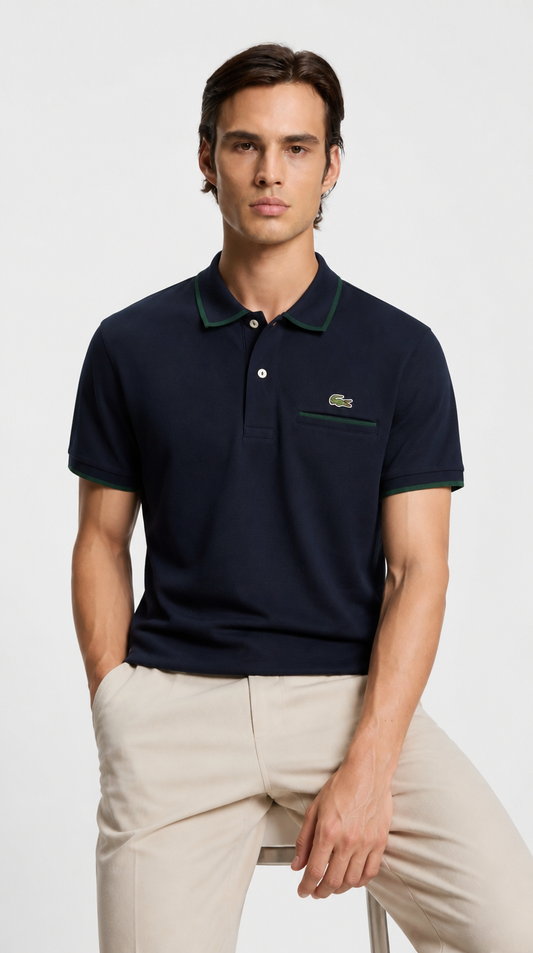 Polo Algodón Pima Lacoste Diseño Azul Oscuro