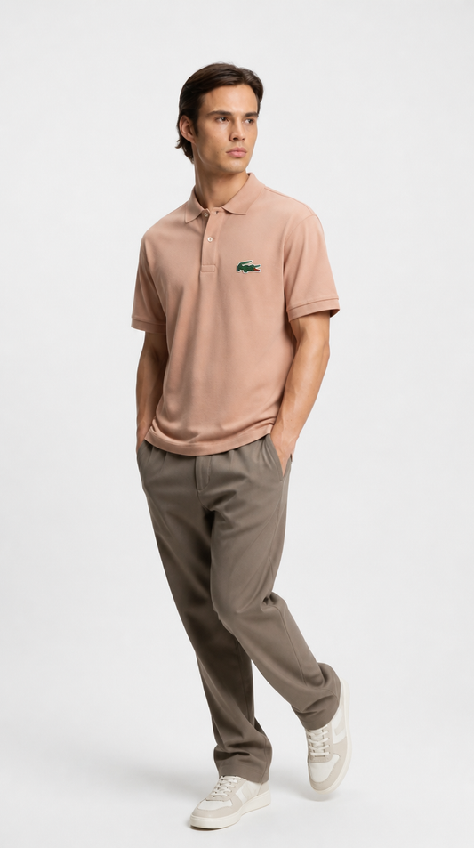 Polo Algodón Pima Lacoste Diseño Durazno