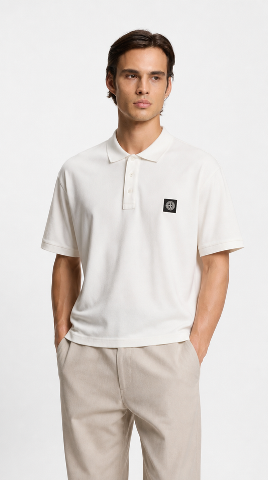 Polo Algodón Stone Island Blanco