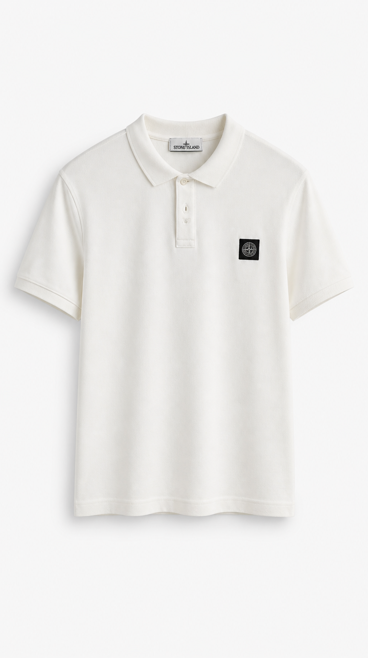Polo Algodón Stone Island Blanco