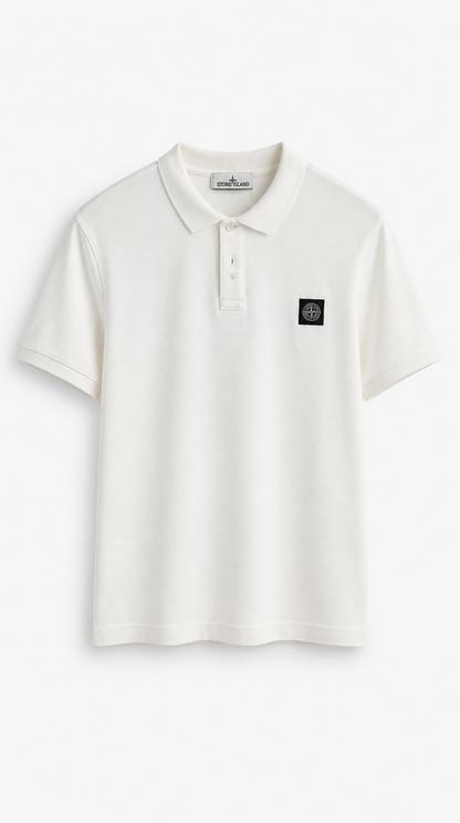 Polo Algodón Stone Island Blanco