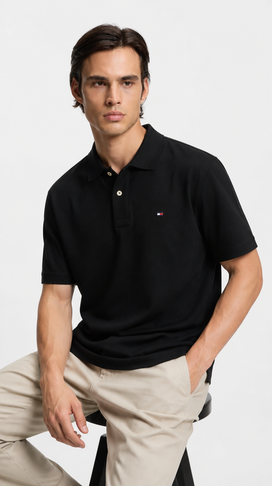Polo Algodón Tommy Negro