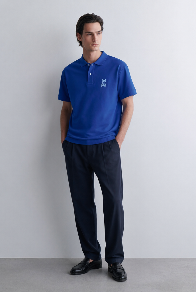Polo Psycho Bunny Logo Grande Azul Oscuro