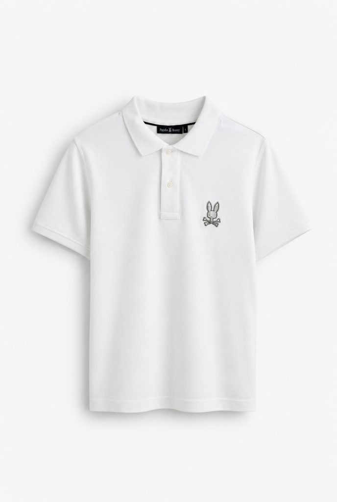 Polo Psycho Bunny Logo Grande Blanco