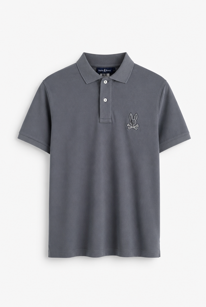 Polo Psycho Bunny Logo Grande Gris
