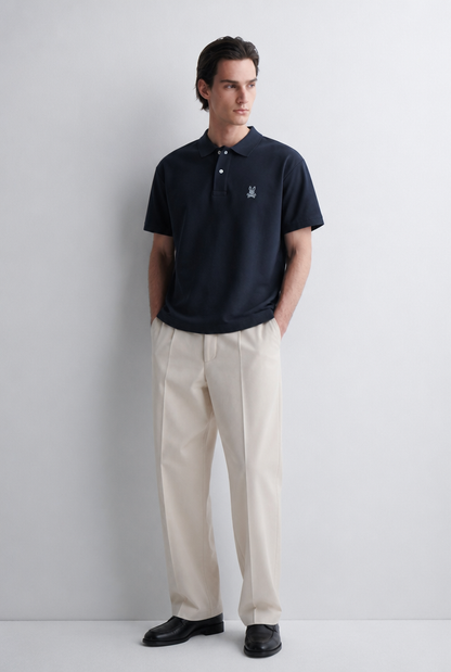 Polo Psycho Bunny Logo Grande Negro