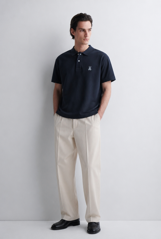 Polo Psycho Bunny Logo Grande Negro