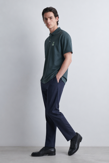 Polo Psycho Bunny Logo Grande Verde Oscuro