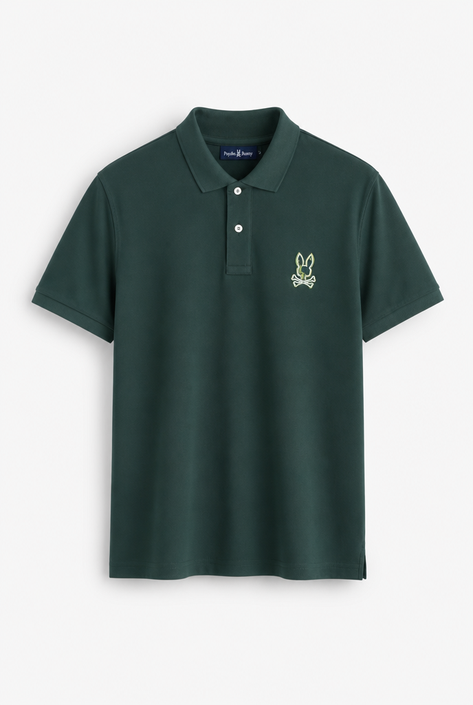 Polo Psycho Bunny Logo Grande Verde Oscuro